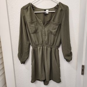 H&M Divided Olive Green Sheer Romper